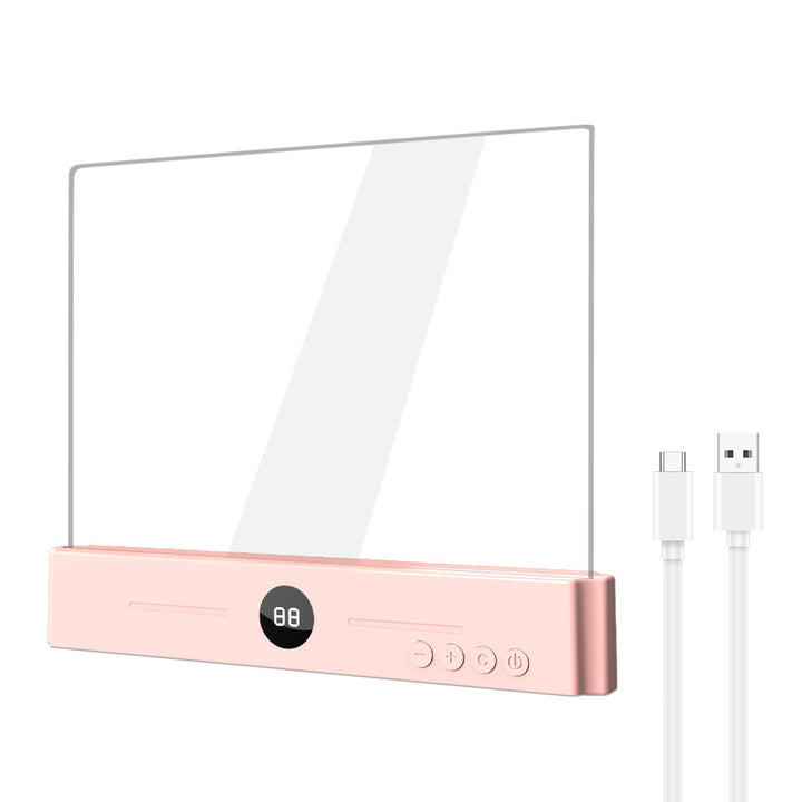 Edge-Lit Acryl Schminkspiegel Paneel mit Digitaler Timer und USB-C Aufladbare LED Basis