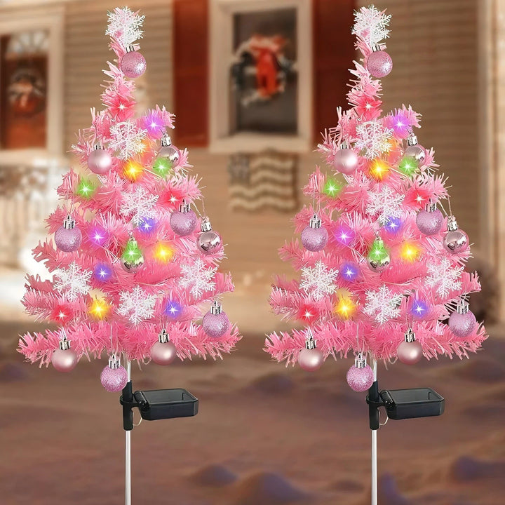 Dekorative Mini Solar-Betriebene Pink Weihnachtsbaum