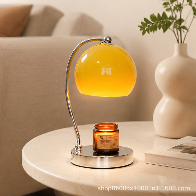 Gebogene Metall-Arm Globe Schreibtischlampe mit polierter Basis