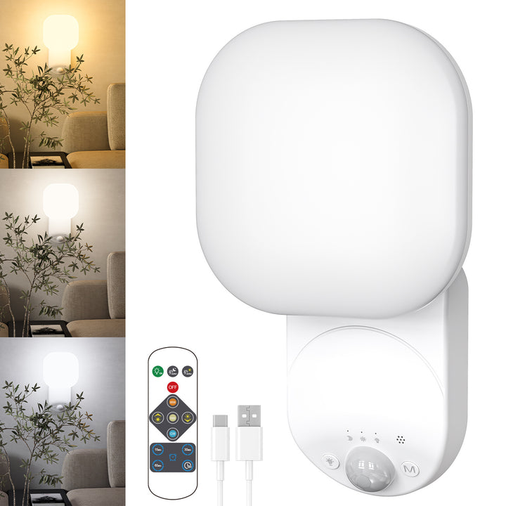 Wiederaufladbare Bewegungsaktivierte LED-Wandleuchte mit Fernbedienung und einstellbarer Farbtemperatur