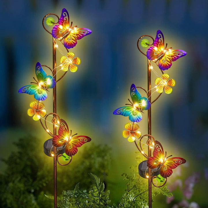 Solar LED Schmetterling Gartenstecker Dekorative Metall Gartenornament