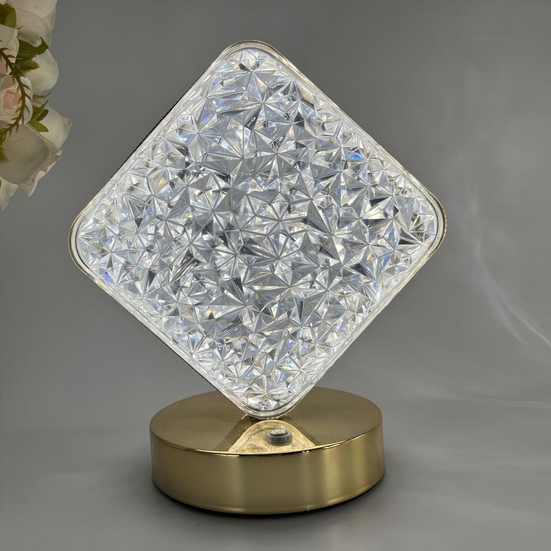 Dekorative Kristall-texturierte ovale LED-Tischlampe mit dimmbarer Touch-Basis