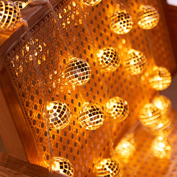 Warmes LED-Spiegel-Mosaikball-Dekorations-Lichterkette
