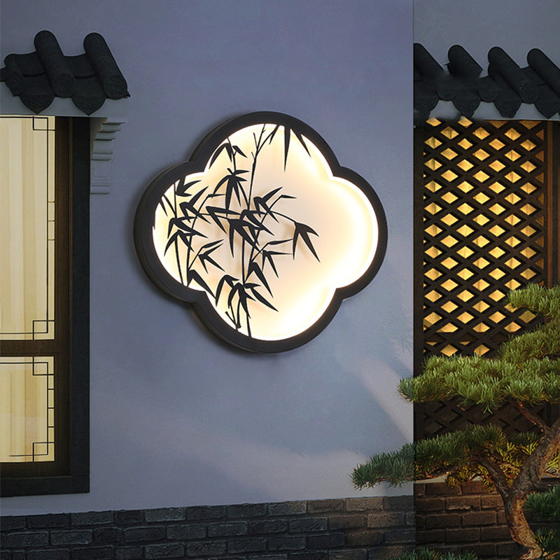Dekorative wolkenförmige LED-Wandlampe mit Bambus-Silhouette