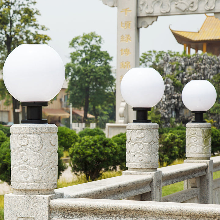 Outdoor Sphärische Opalglas Säulenpostleuchte mit gebürstetem Edelstahlfuß