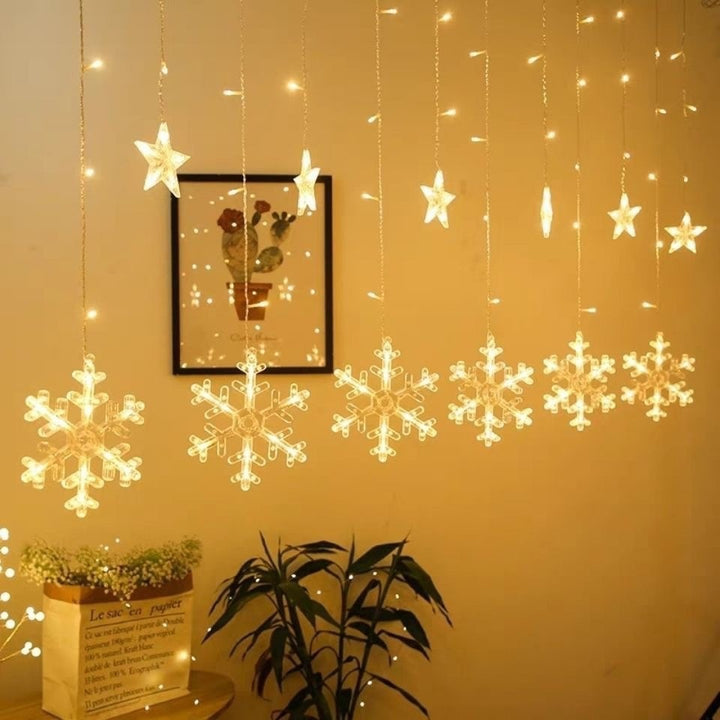 Hängende Stern- und Halbmond-LED-Vorhang-Lichterkette für Schlafzimmer-Ambiente