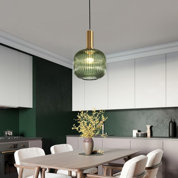 Geripptes Glas Pendelleuchte
