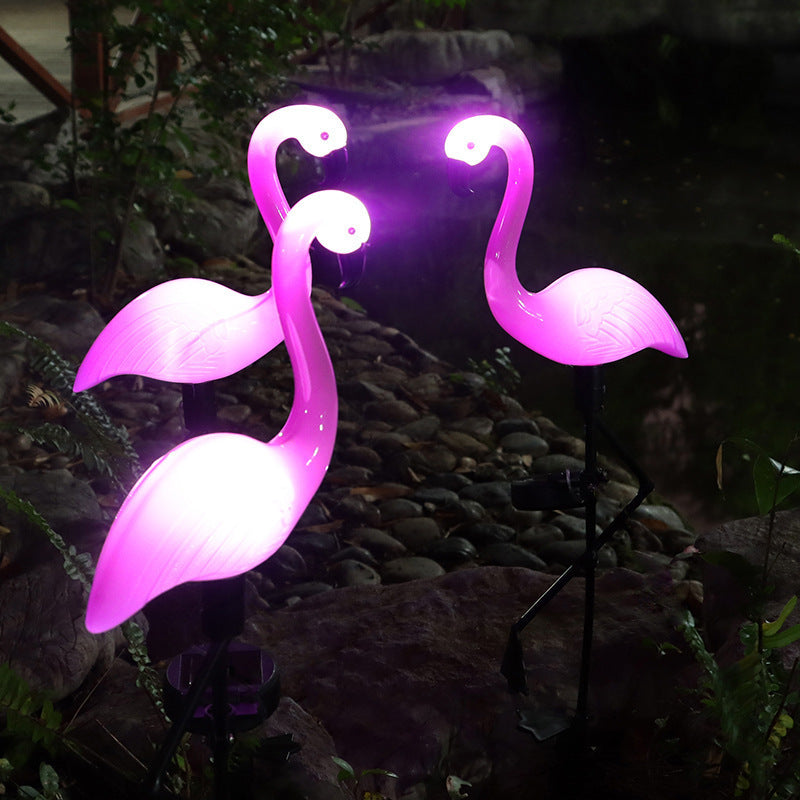 Dekorative solarbetriebene Flamingo-Gartensteckdose mit verstellbarem Tablett und Spike-Befestigung