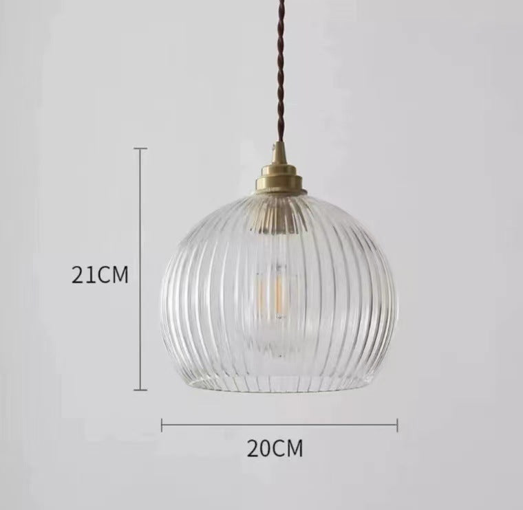 Elegante gerippte Glas Pendelleuchte