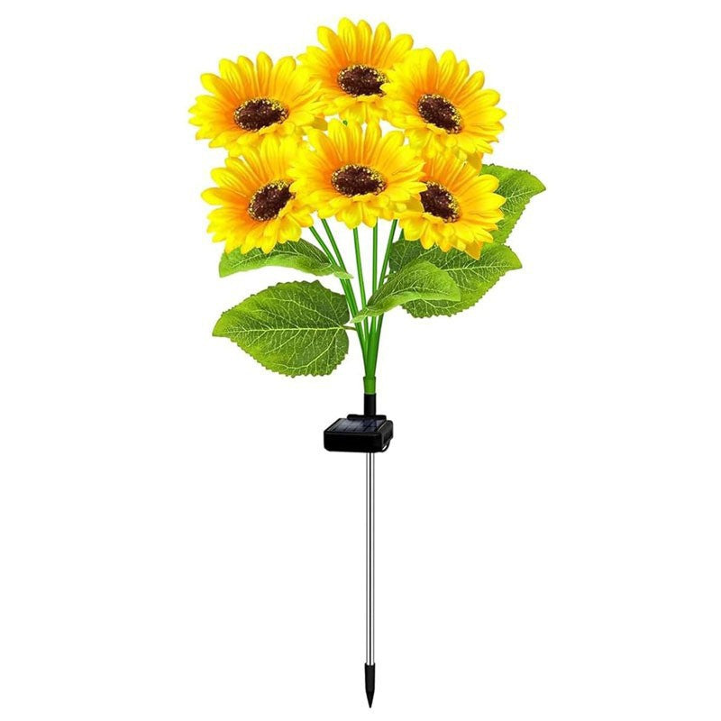 Solarbetriebene LED-Sonnenblumen-Gartenstehlampe mit wasserdichtem Panel und verstellbarem Stengel