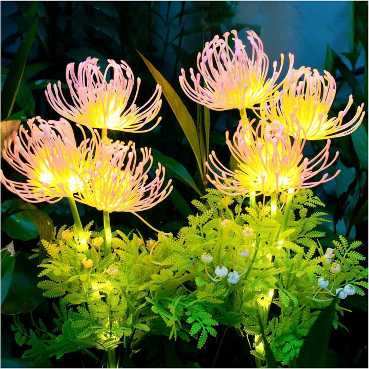 Solar LED Chrysanthemum Gartensteckerlichter mit integriertem Photovoltaikpanel, flexiblem Stiel und Dämmerungs-zu-Dawn-Sensor