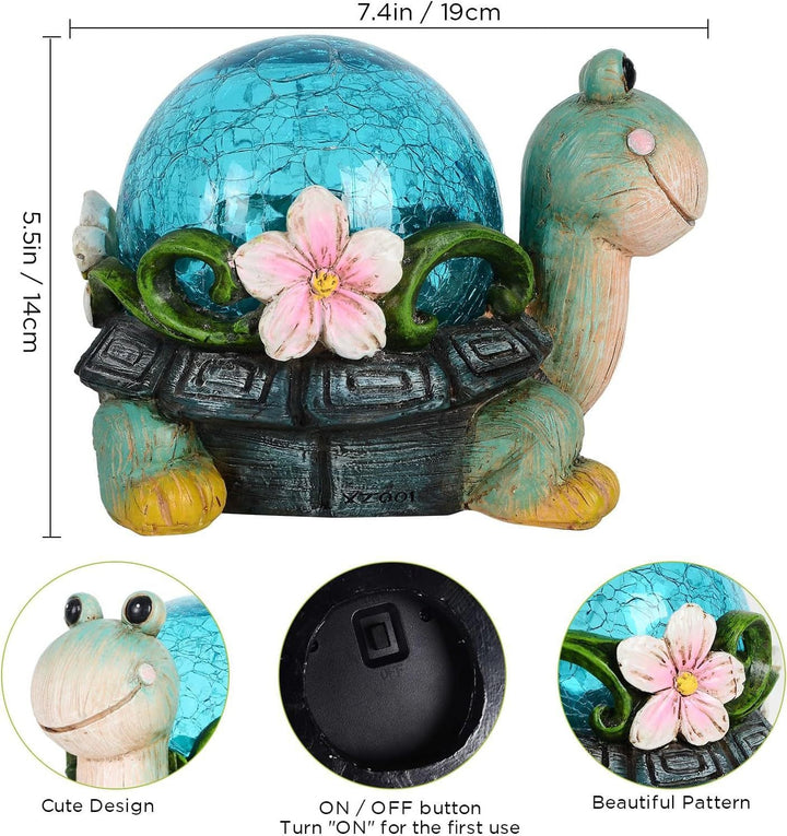 Solar Turtle Sukkulententöpfer Mit LED-Lichtern Texturiertes Harz Gartenstatue