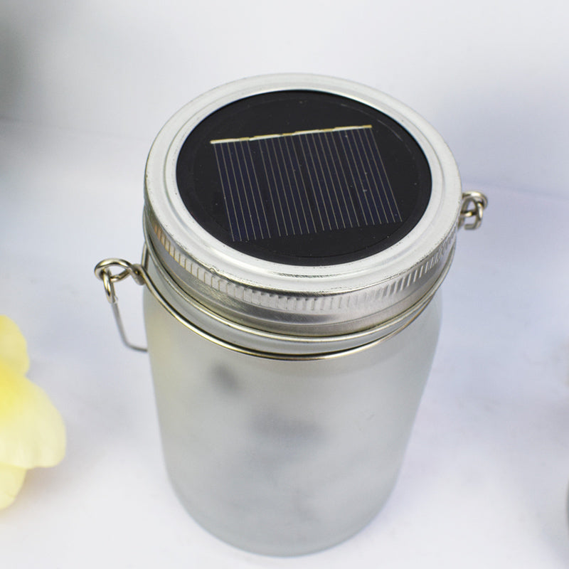Hängende frosted Mason Jar Solar LED Feen Silhouette Laterne mit Seilgriff und dynamischer LED-Lichterkette