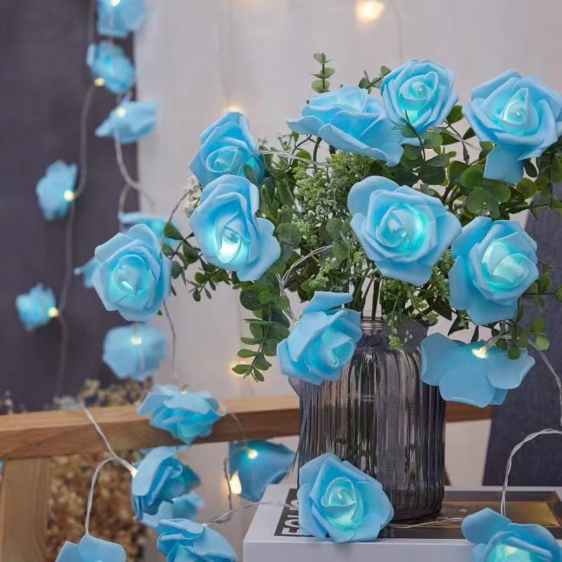 Dekorative Schaumrose LED Girlande für Tischdekorationen