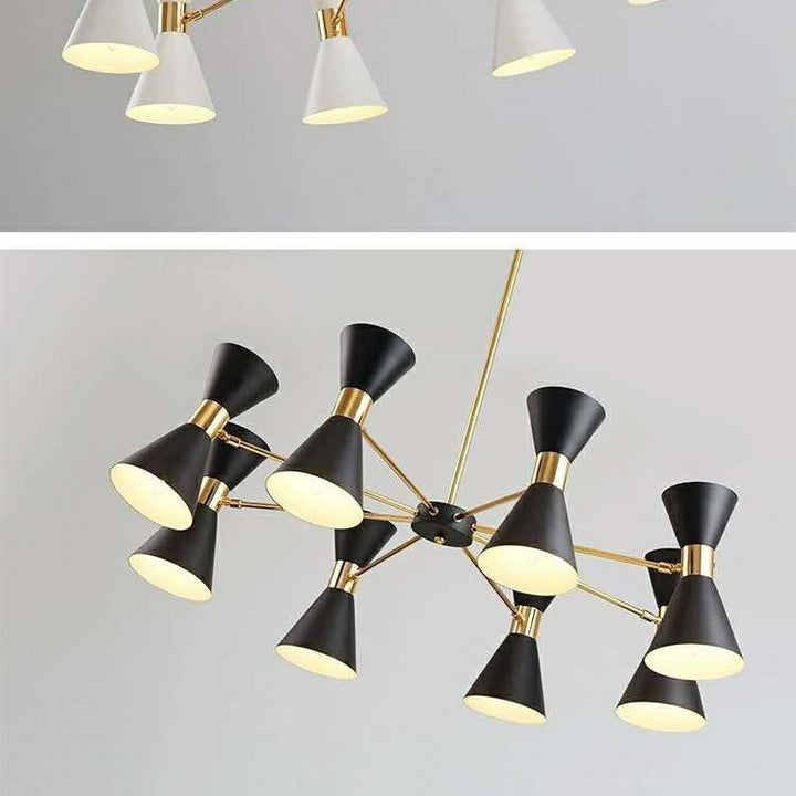Mid-Century Modern Mehrarmige Kegel-Schirm-Kronleuchter