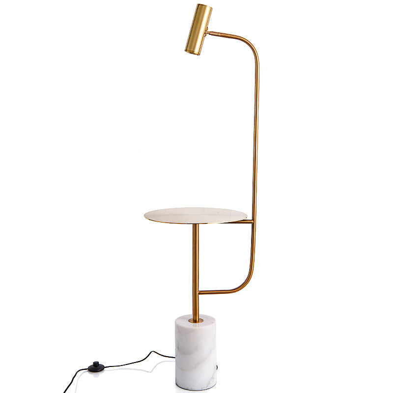 Moderne Marmor-Bodenlampe mit integriertem Beistelltisch
