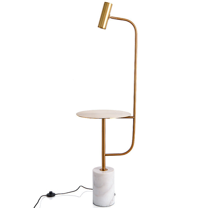 Moderne Marmor-Bodenlampe mit integriertem Beistelltisch