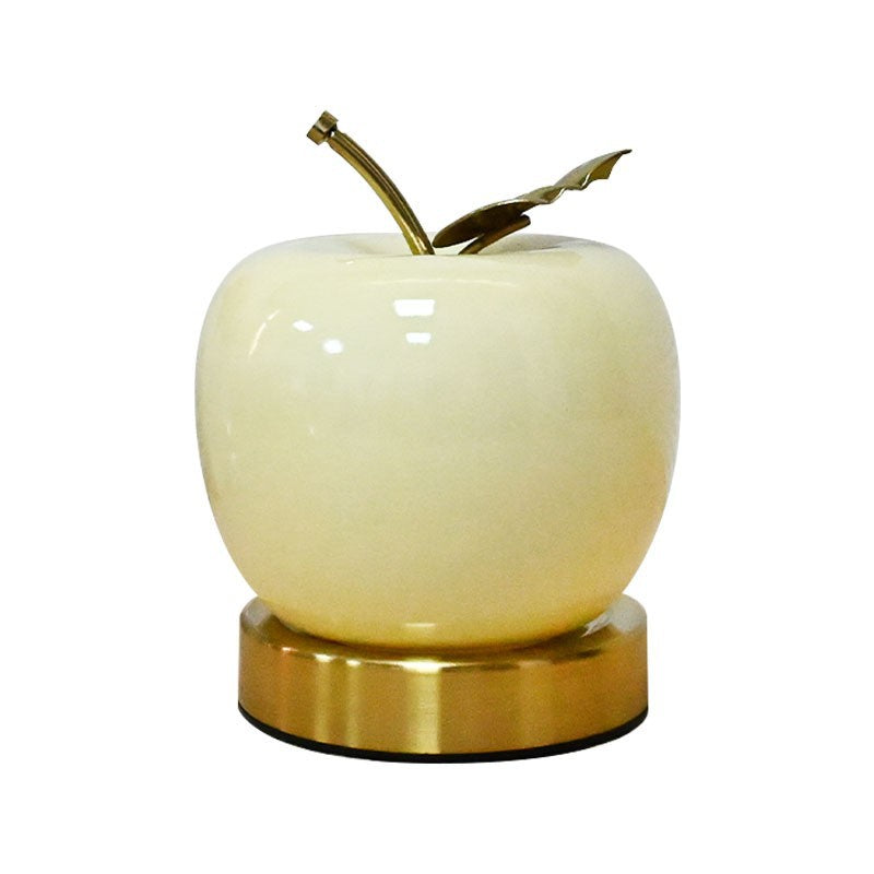 Keramische Apfel Tischlampe mit Messingstab und Metallbasis