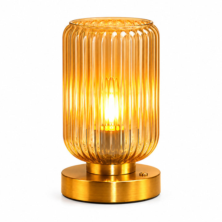 Vintage Glas Tischlampe mit Goldbasis