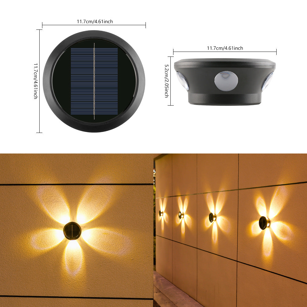 Outdoor Solar Wand-Sconce Multi-Strahl Dekorative LED Akzentlicht