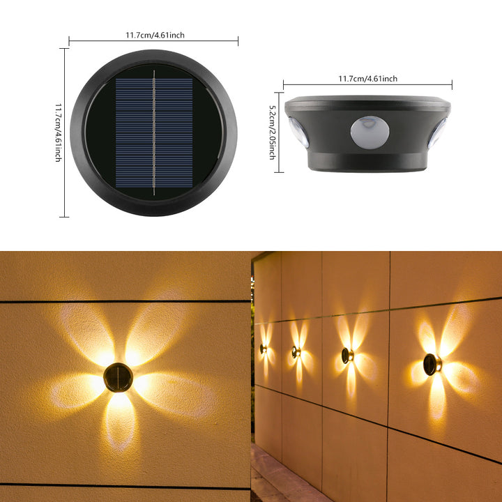 Outdoor Solar Wand-Sconce Multi-Strahl Dekorative LED Akzentlicht