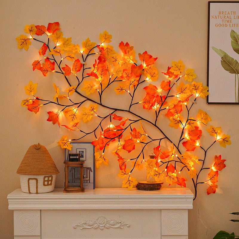 Herbstliche dekorative LED-Ahornblatt-Wandgirlande