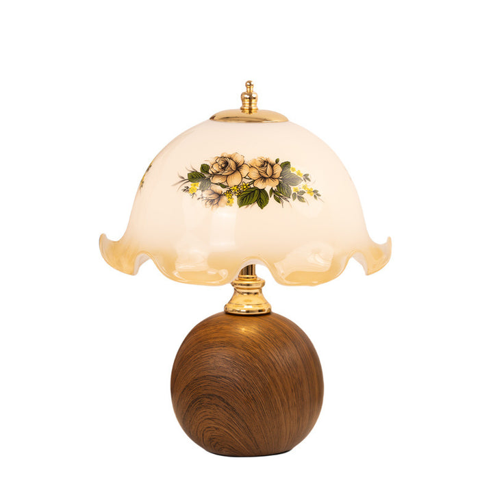 Vintage-Glas-Tischlampe mit kunstvollem Schirm
