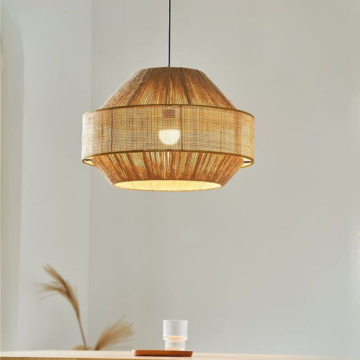 Geflochtene Rattan Trommel Pendelleuchte