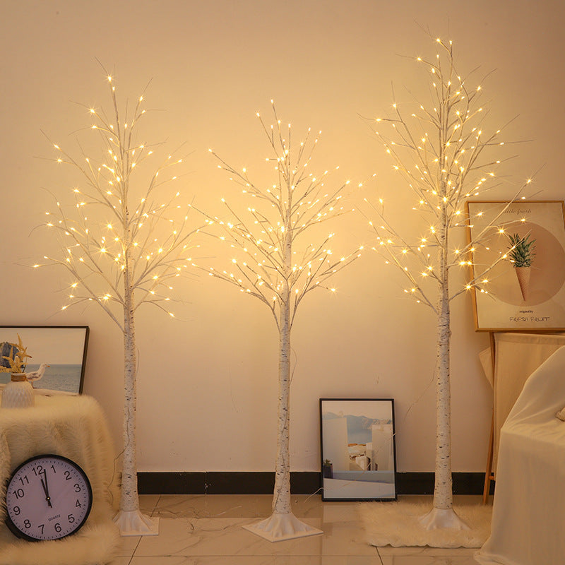 LED Birke Bodenbaumlampe mit warmen Feenlichtern und flexiblen Zweigästen