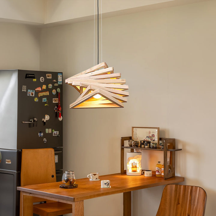 Künstlerische Holz Pendelleuchte