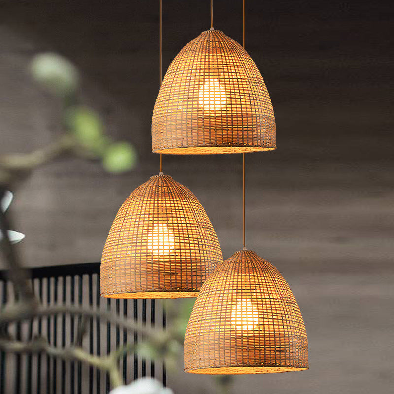 Bamboo Woven Dome Pendelleuchte