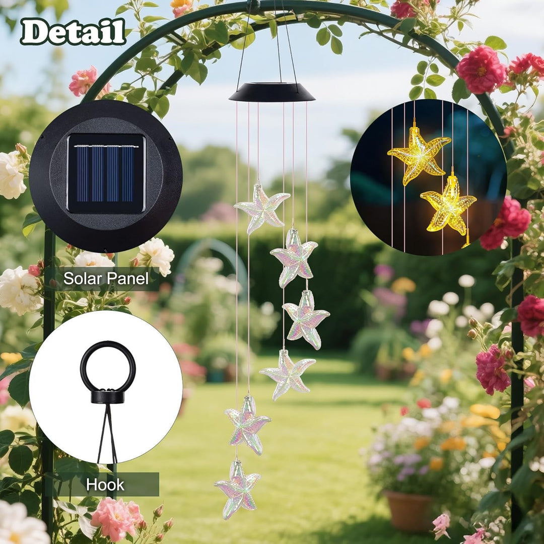 Dekorative Solar LED Seestern Windspiel Hängelampe Gartenlichter