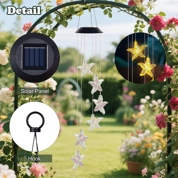 Dekorative Solar LED Seestern Windspiel Hängelampe Gartenlichter