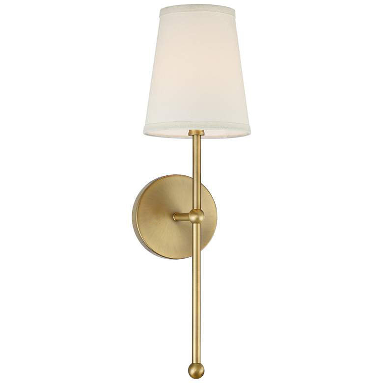 Metallische vertikale Wandlampe mit konisch gestaltetem Stoffschirm