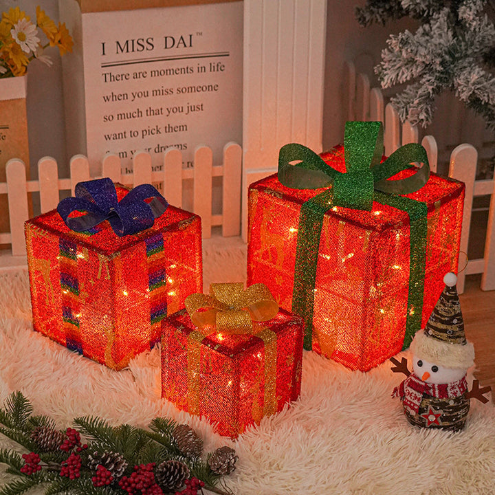 LED-Mesh-Geschenkbox-Set Dekoratives Indoor Ornament