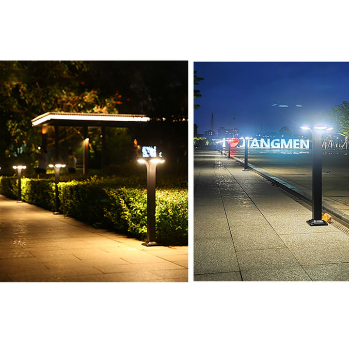 Solarbetriebene Low-Profile LED Wegbeleuchtung Bollard Licht mit Dualen Downlights und Ankerbasis