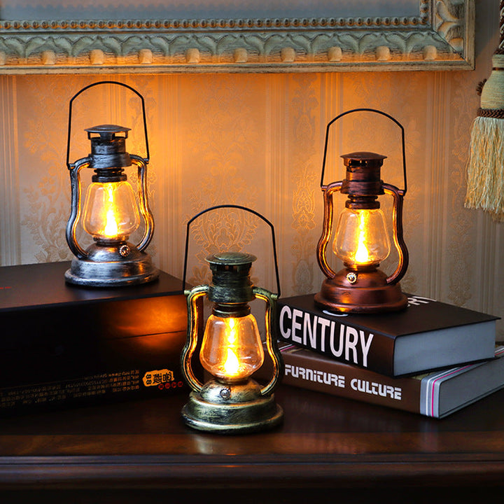 Vintage Stil Solar LED Hurrikanlaterne Mit Glasdrucker Und Metallgriff