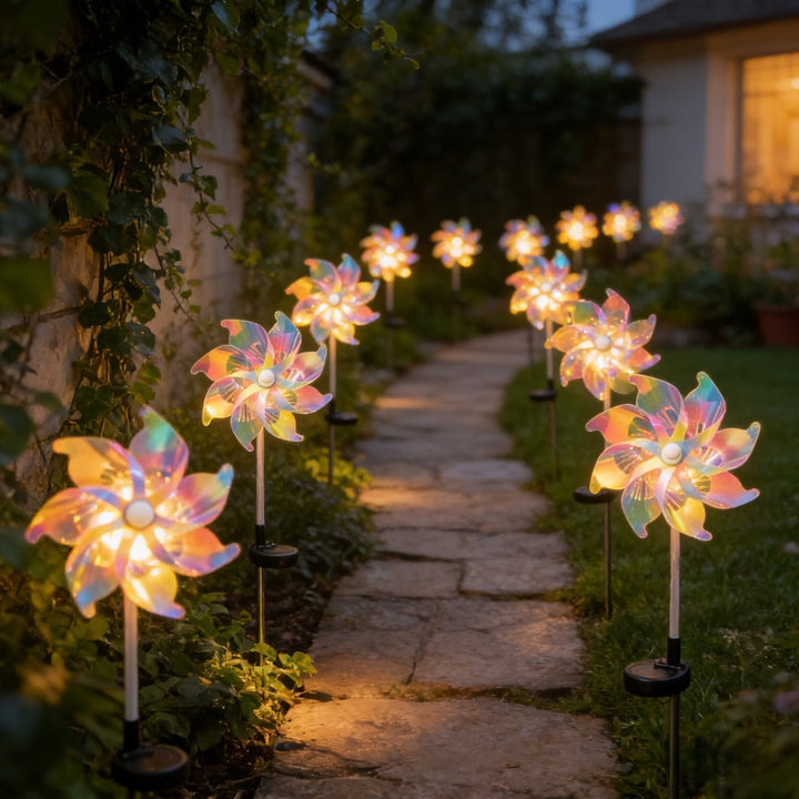 LED Solar-betriebene drehende Windrad Weg Stake Lichter