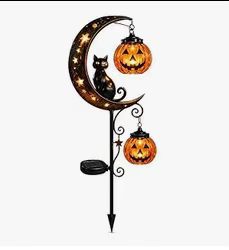 Halloween Halbmond Katze Solar Gartenlaterne
