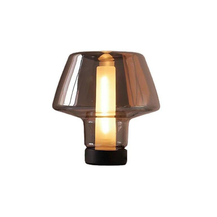 Künstlerische Tischlampe mit einzigartigem transparentem Schirm