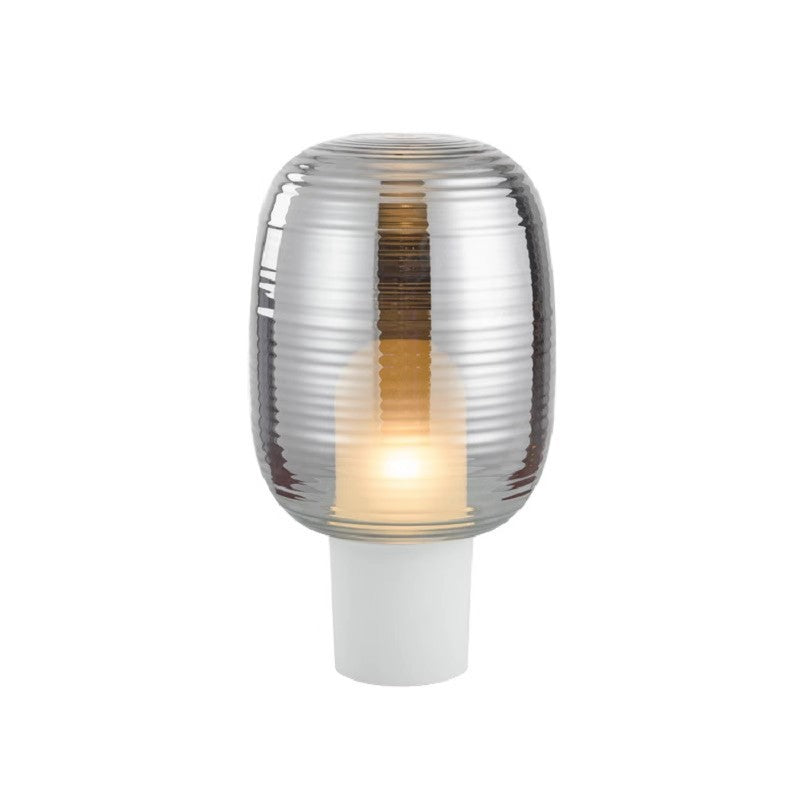 Moderne Tischlampe aus Glas mit texturiertem Schirm