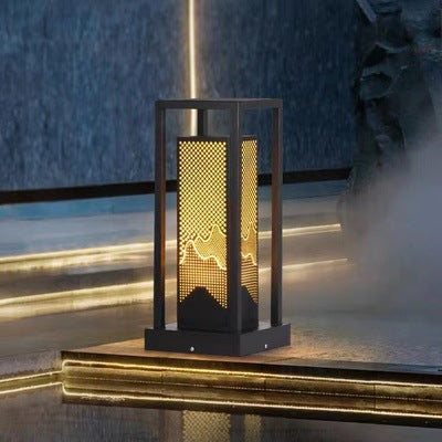 Outdoor Solar Laterne Weglicht mit dekorativen satinierten Glasplatten