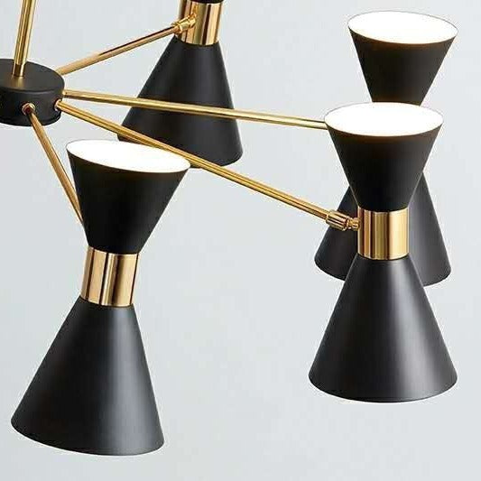 Mid-Century Modern Mehrarmige Kegel-Schirm-Kronleuchter