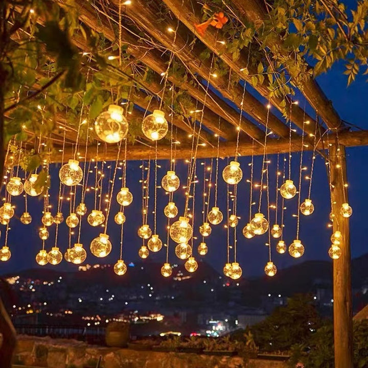 Hängende Stern- und Halbmond-LED-Vorhang-Lichterkette für Schlafzimmer-Ambiente