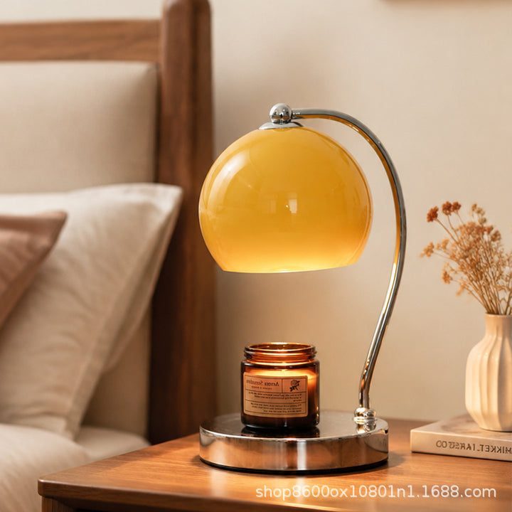 Gebogene Metall-Arm Globe Schreibtischlampe mit polierter Basis