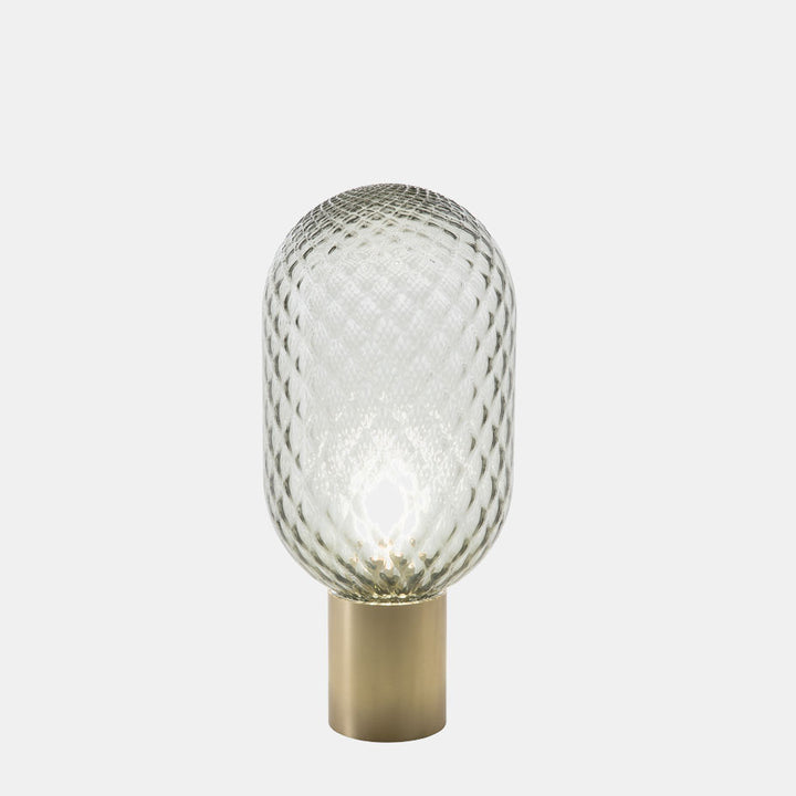 Glas Pilz Tischlampe mit dekorativem Sockel