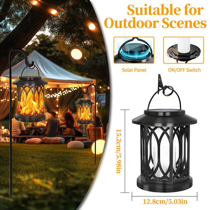 Outdoor Solar-Betriebene Metall Hängeleuchte mit dekorativer Gitter und Flacker-LED-Kerze