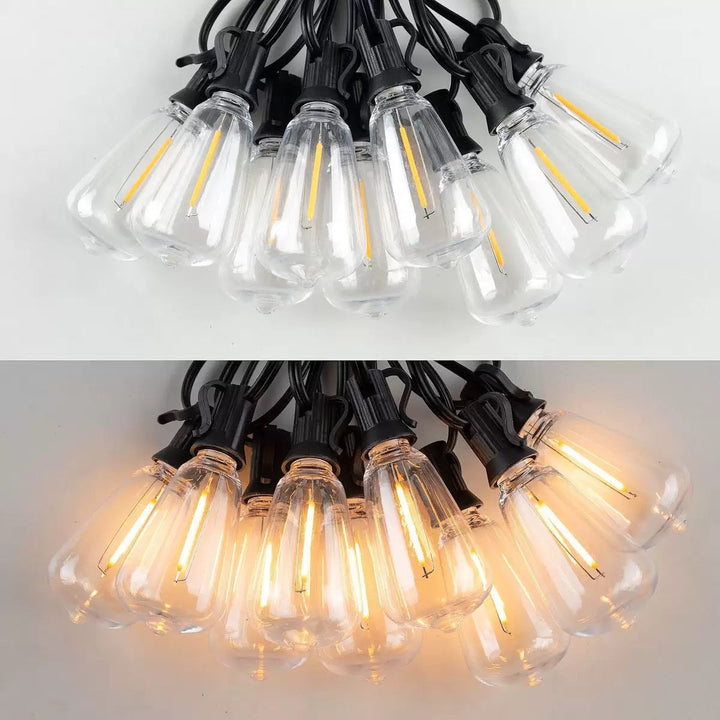 Outdoor Vintage-Filament-LED-Lichterkette mit bruchsicheren Tropfenlampen und robustem wetterfestem Kabel