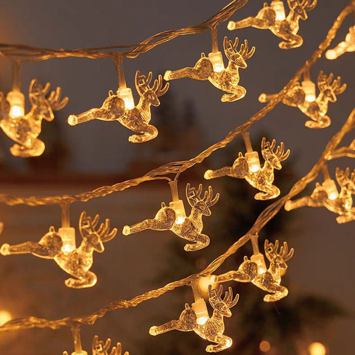 Weihnachtsbaum und Schneeflocken LED Lichterkette Batterie-betriebene Acryl Ornament Girlande