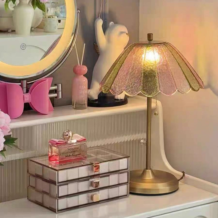 Vintage Glas Schirm Tischlampe